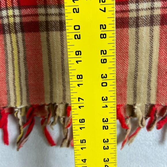 Anthropologie Vismaya Wool Scarf 68x34 Woven Multi Color Plaid Red Brown - Picture 3 of 6